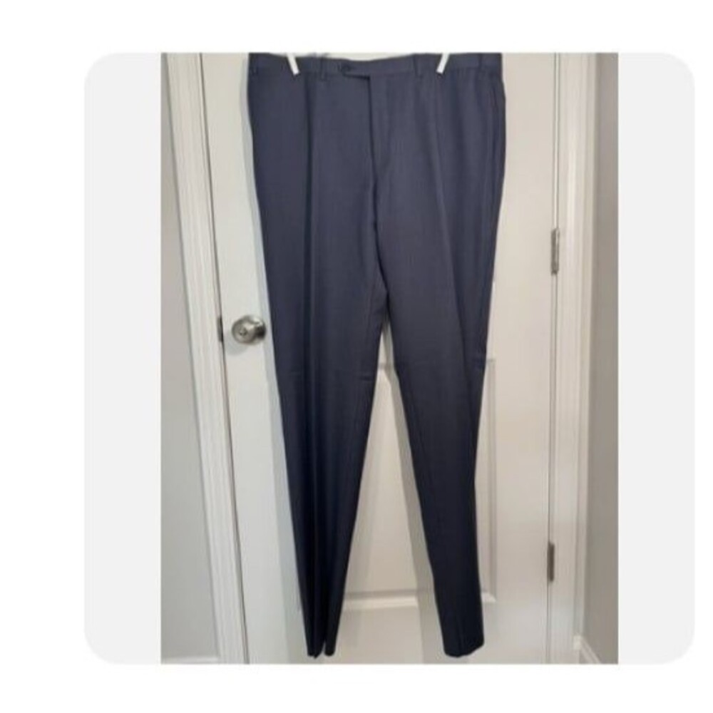 Canali 1934 Dress Pants Mens Size 42 Navy Blue Wool Flat Front Formal